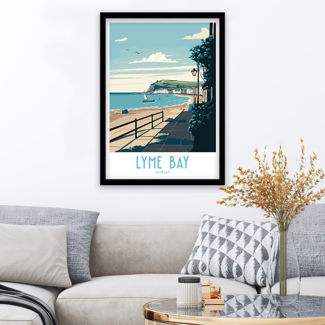 Lyme Bay Travel Poster, Dorset Coastal View - Image 3