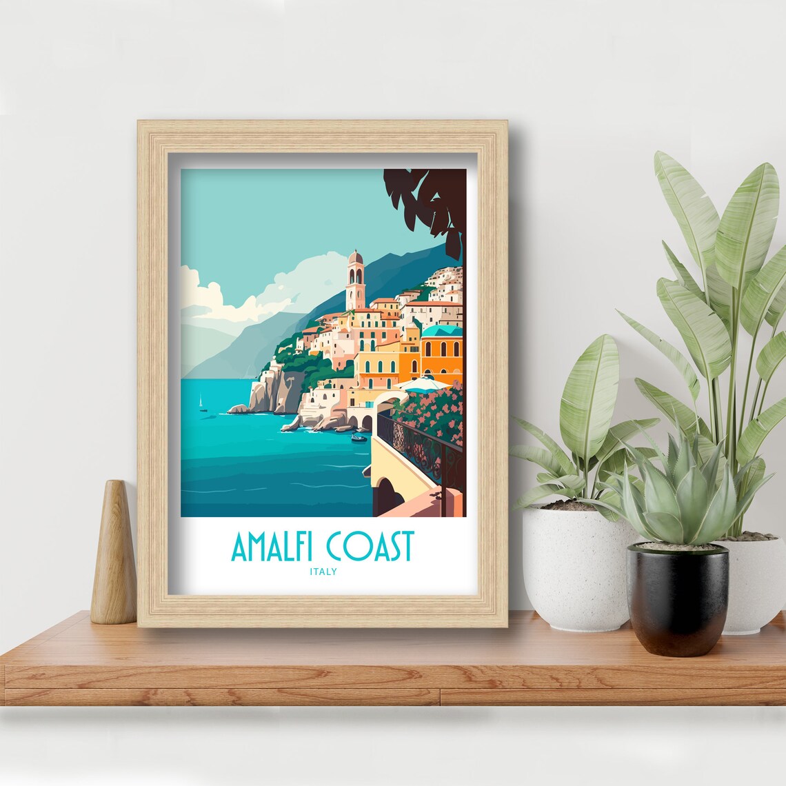 Amalfi Coast Italy Cliffside Terrace Sea View Vintage Travel Poster - Image 5