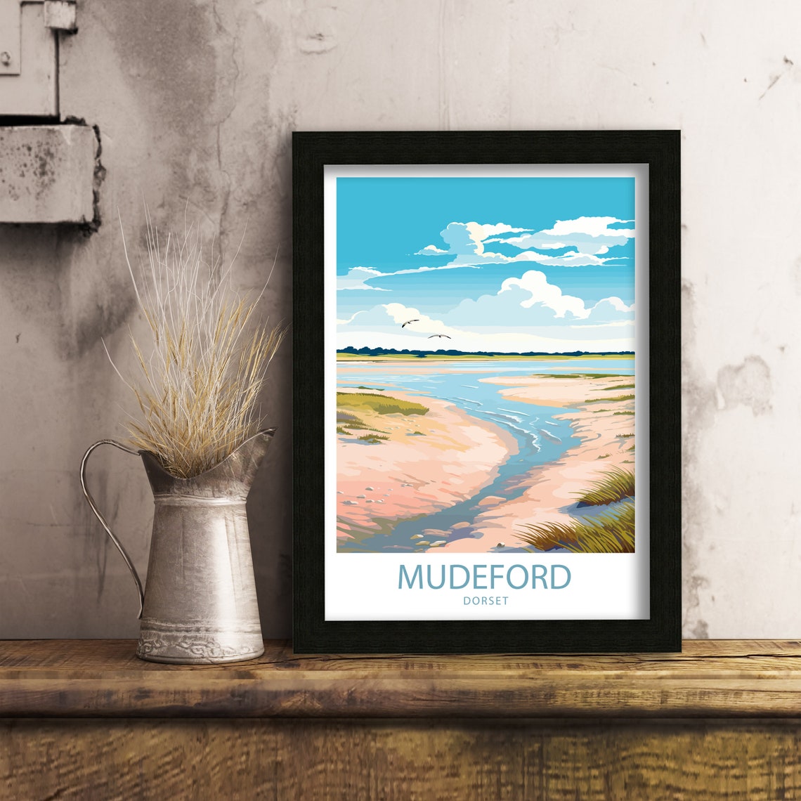 Mudeford Dorset Estuary Sandbanks Birds Peaceful Wetland Art Poster - Image 6