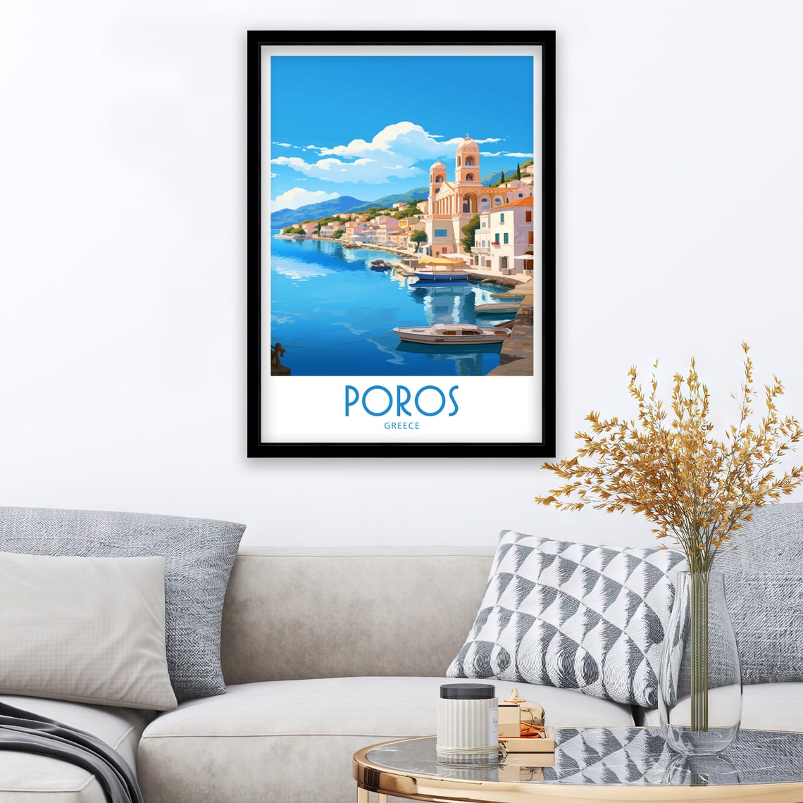Poros Travel Print Wall Art Poros Wall Hanging Home Dcor Poros Gift Art Lovers Greece Art Lover Gift Poros Wall Dcor Print Poros Print Art - Image 3