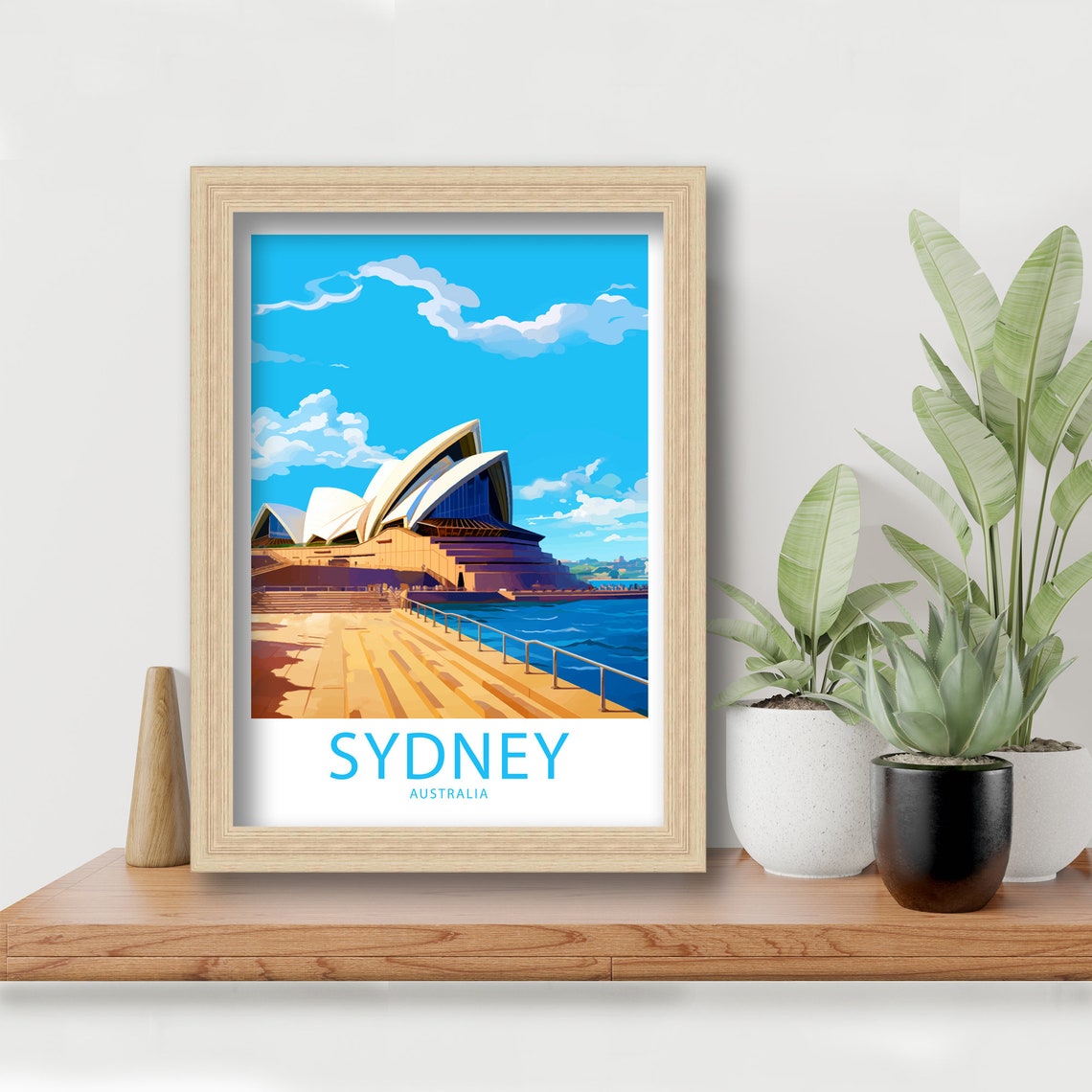 Sydney Australia Opera House Boardwalk Sunny Illustrated Travel Poster - Image 5