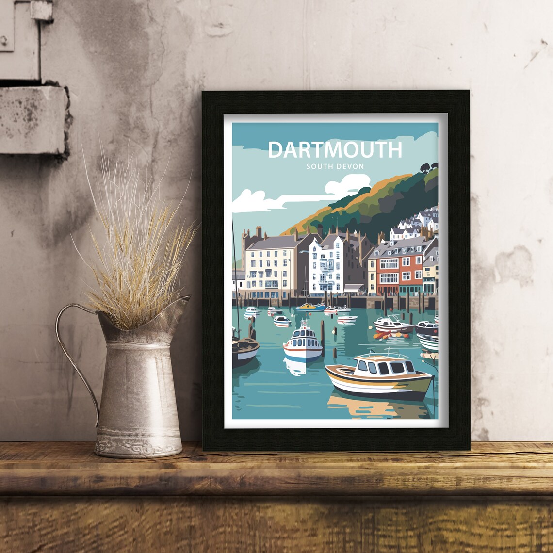 Dartmouth Harbour Travel Poster, Devon Print - Image 5