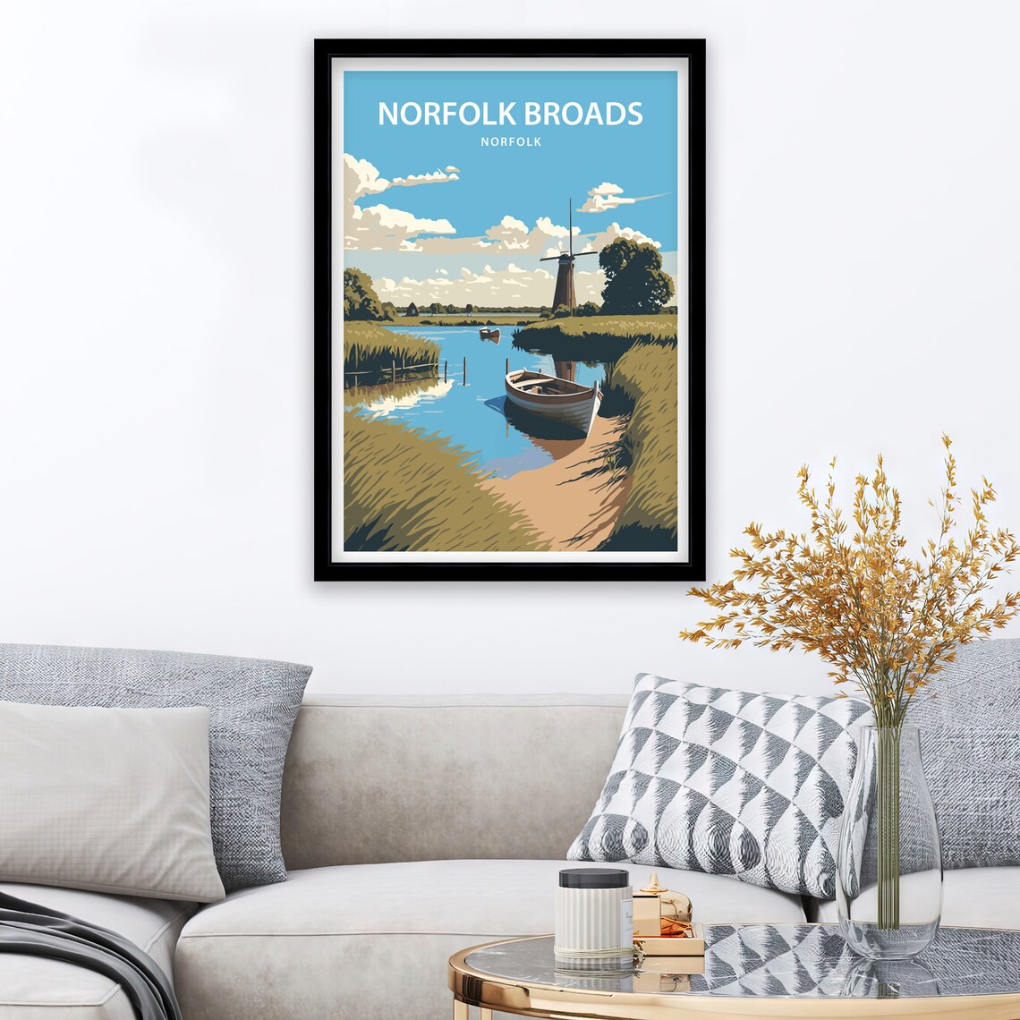 Norfolk Broads Travel Poster, Scenic Place Art Print - Image 2