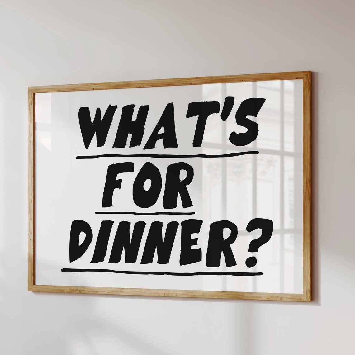 Whats For Dinner Bold Black Typography Funny Kitchen Decor Poster