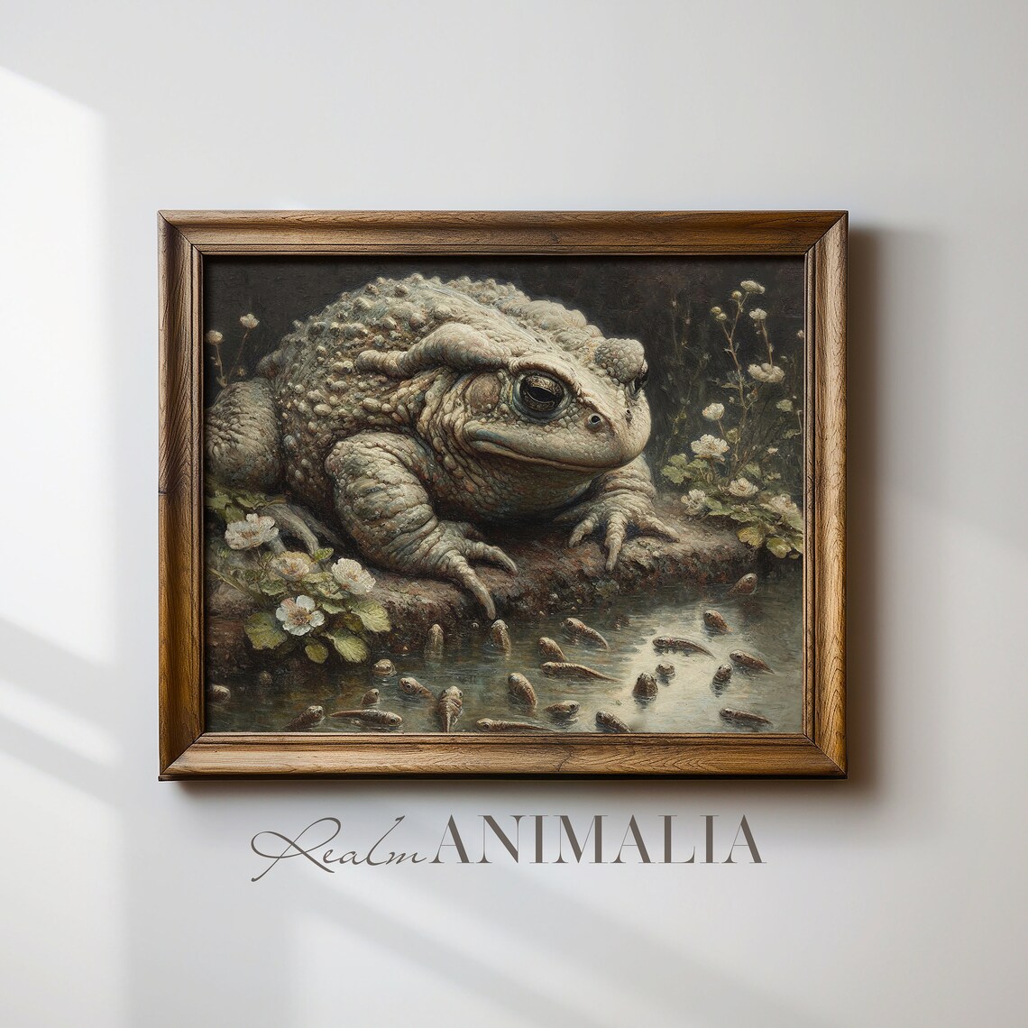 Vintage Toad With Tadpoles Nature Scenery Art Print - Image 2