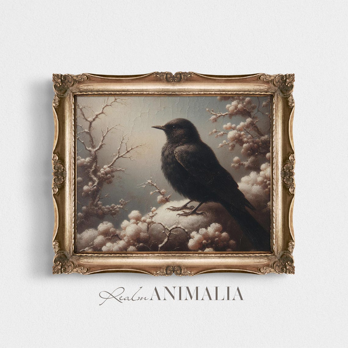 Blackbird Perched On Snowy Branch With Frosted Berries Winter Poster - Image 4