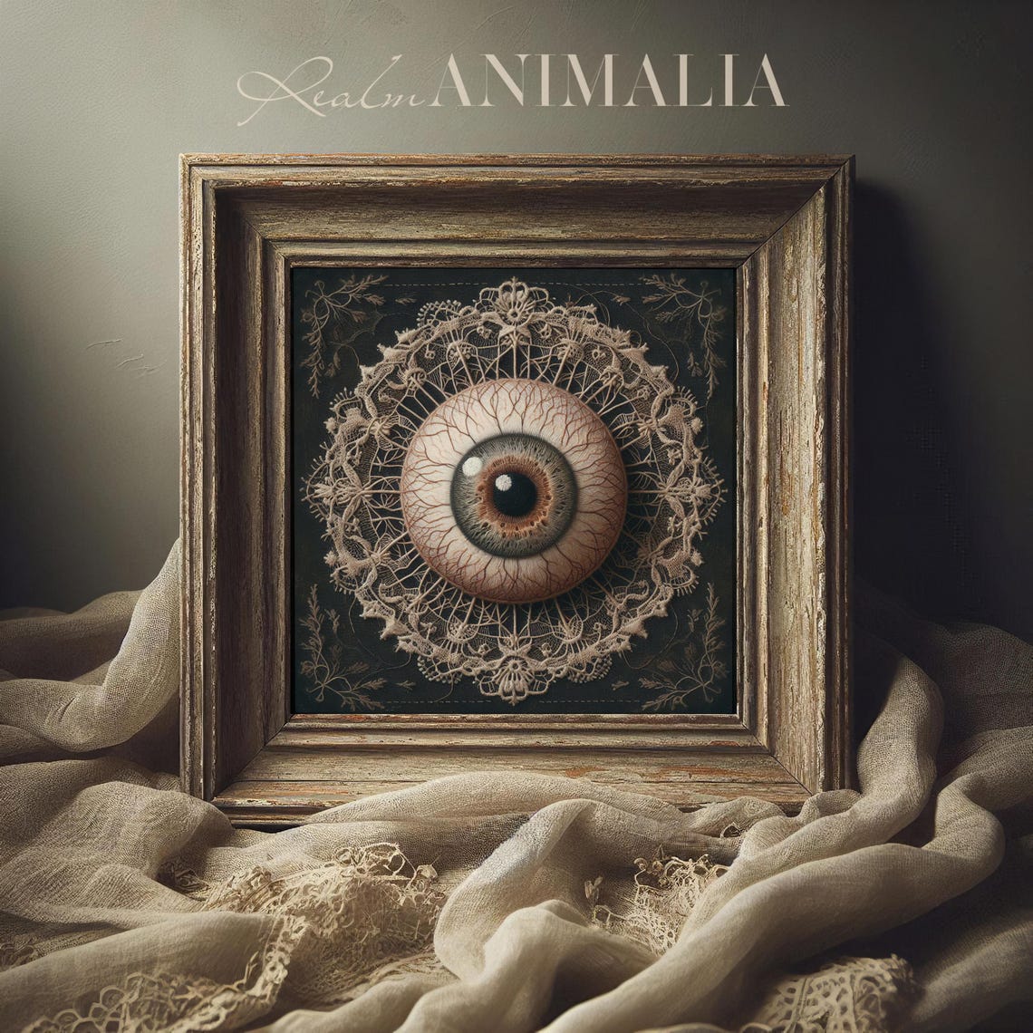 Anatomical Human Eye Textile Art With Lace On Black Gothic Poster - Image 4