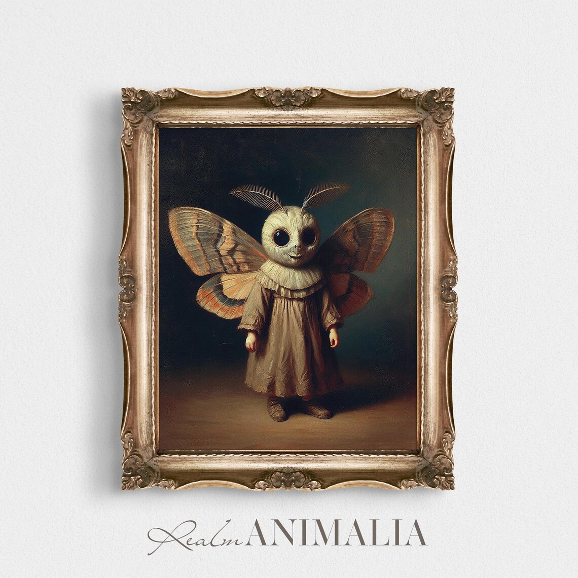 Child In Moth Costume Vintage Dark Whimsical Halloween Portrait Print - Image 4