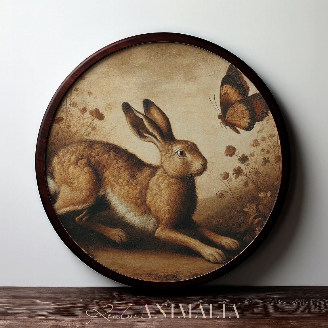 Vintage Hare Square Print Antique Spring Rabbit Wall Art Moody Neutral Summer Rabbit Decor Art Hr007 - Image 3