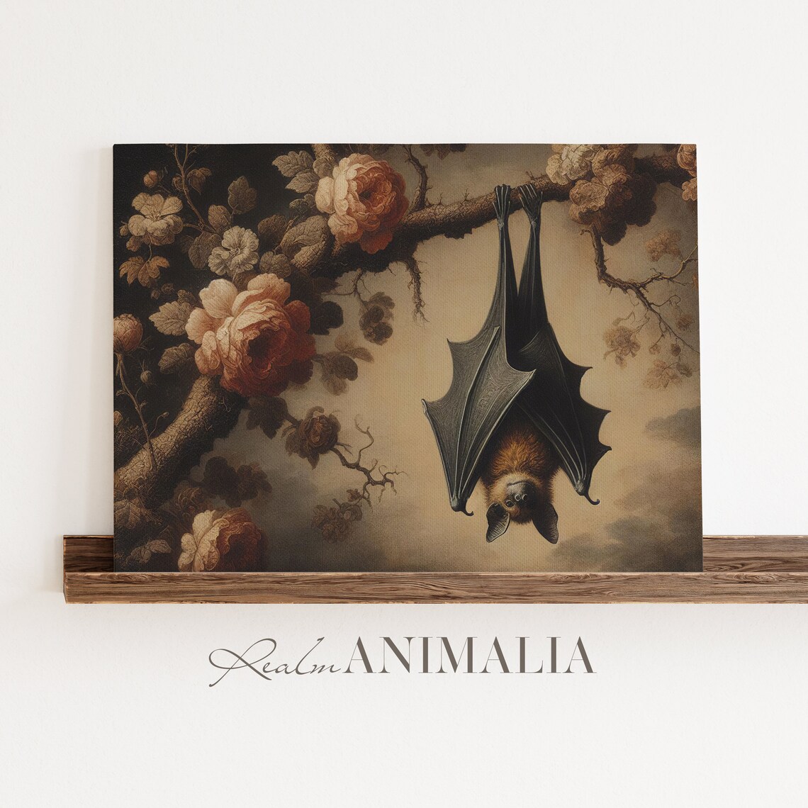 Hanging Bat Vintage Botanical Animal Art Print - Image 2