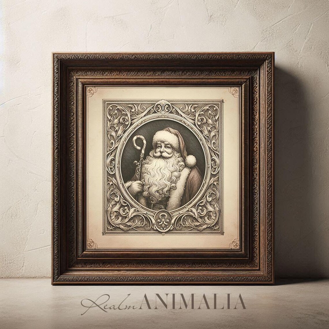 Santa Sketch Vintage Christmas Art Print - Image 4