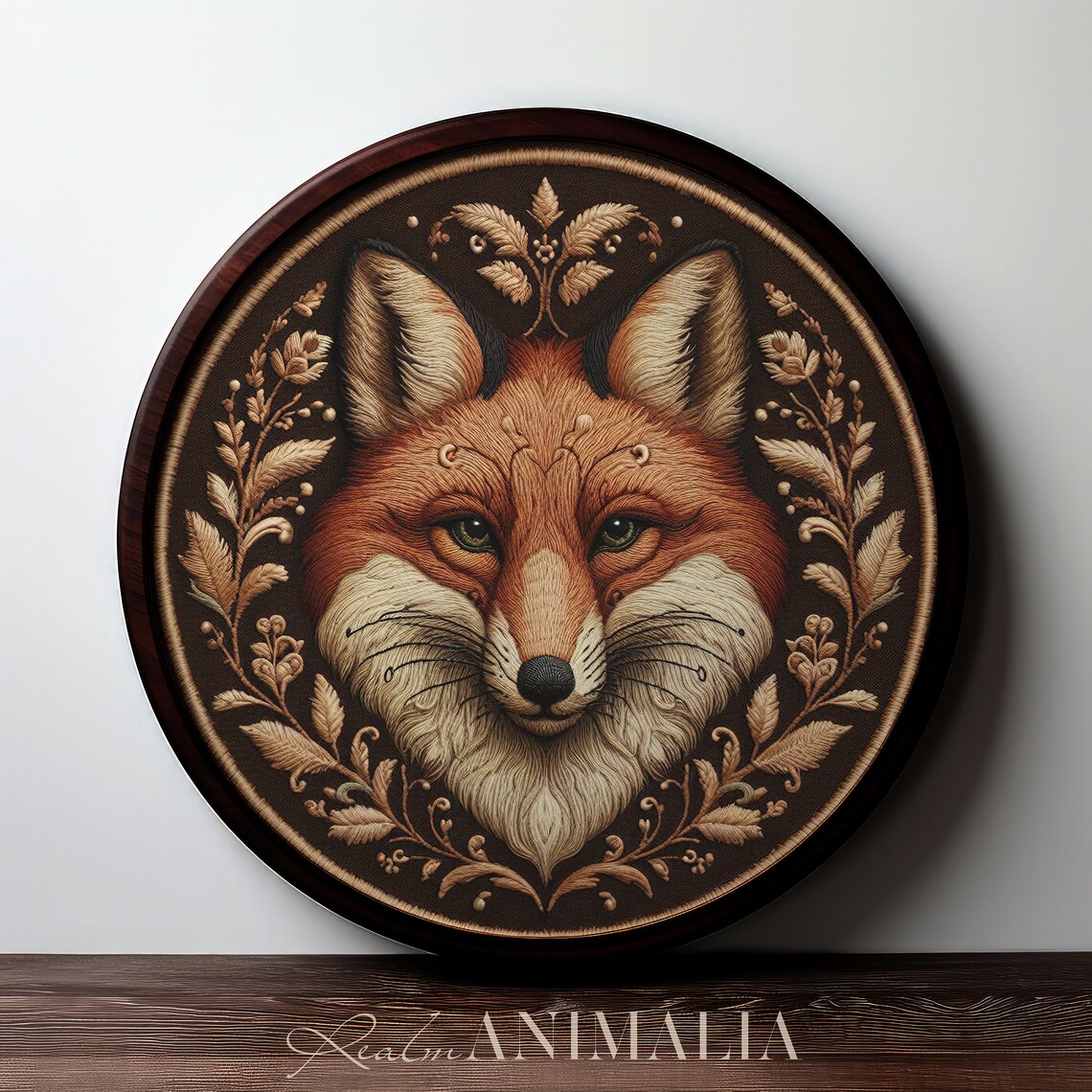 Fox Textile Embroidery Print Square Vintage Moody Fox Wall Tapestry Botanical Forest Animal Fabric Art Em040 - Image 4