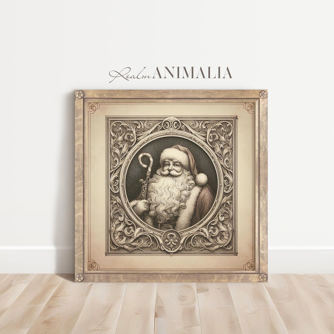 Santa Sketch Vintage Christmas Art Print - Image 3