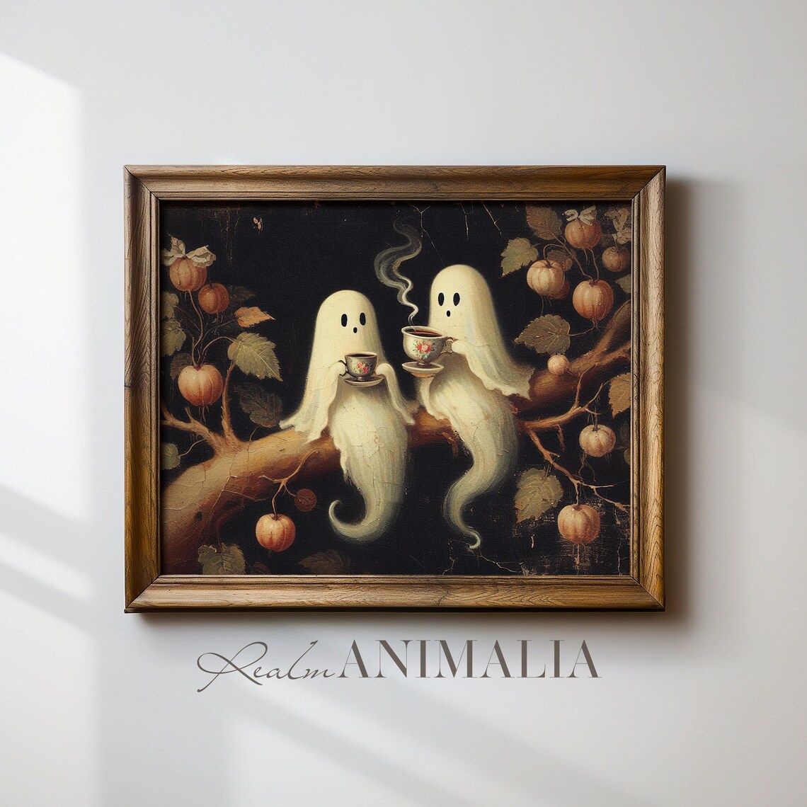 Vintage Folk Art Ghosts Art Print, Halloween - Image 2