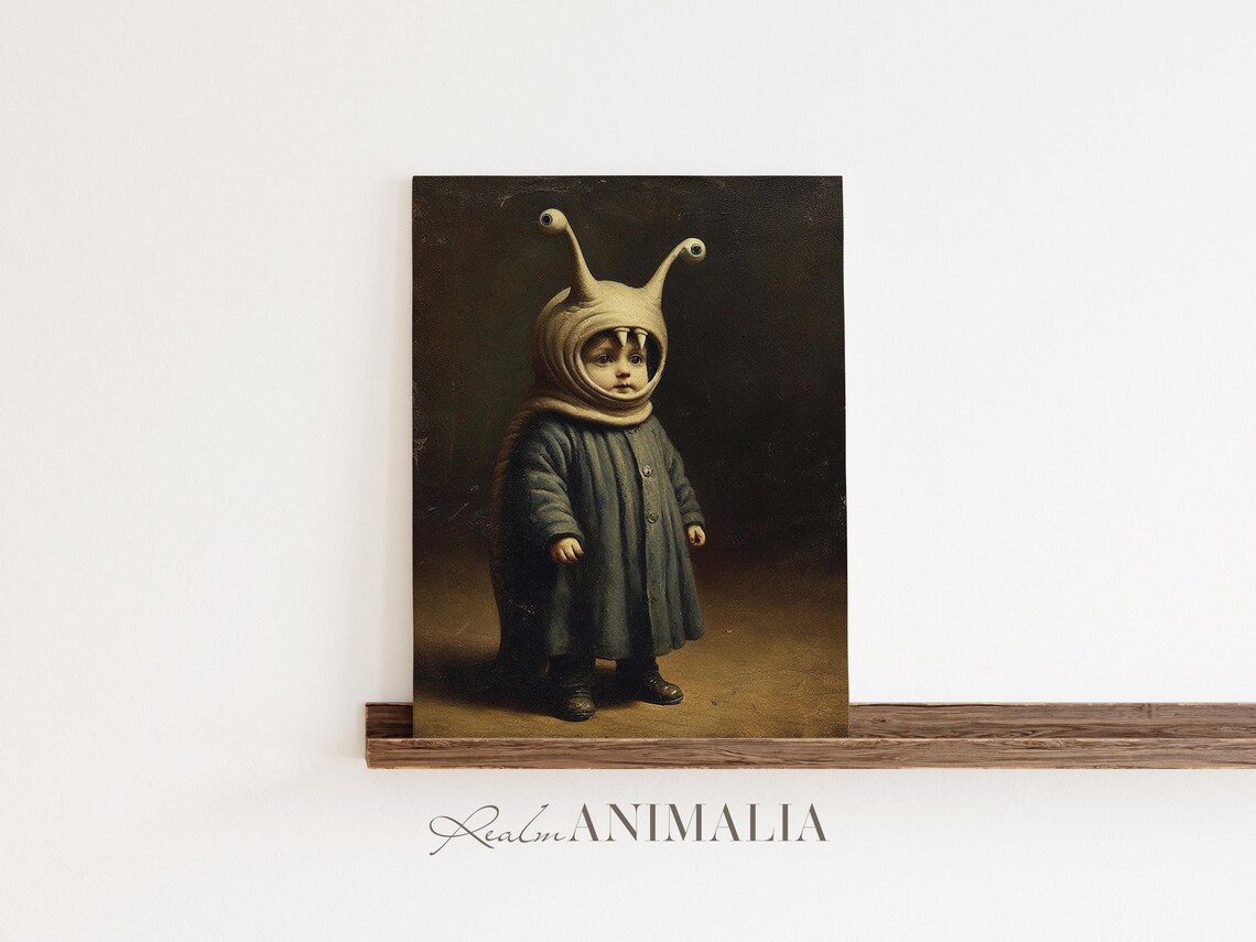 Child In Snail Costume Vintage Whimsical Halloween Portrait Art Print - Image 3