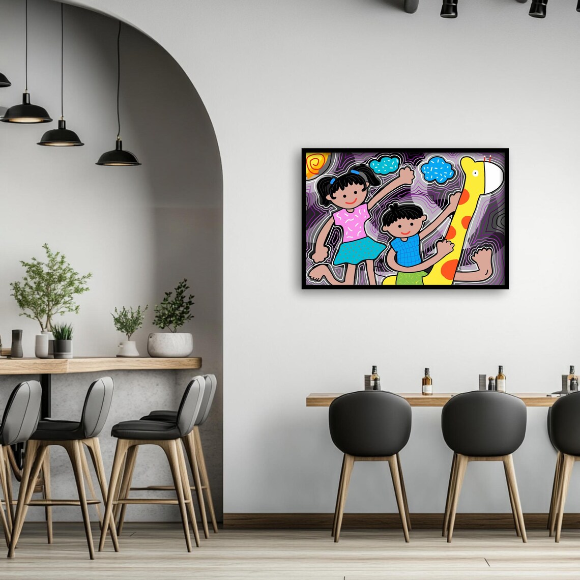 Playful Kids Giraffe, Colorful Nursery Art - Image 4