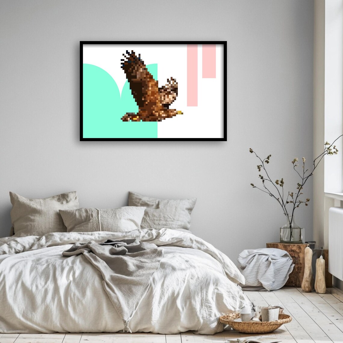 Pixel Eagle Retro Game Theme Bird Poster - Image 3