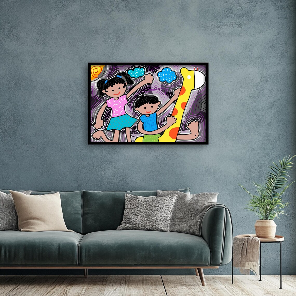 Playful Kids Giraffe, Colorful Nursery Art - Image 3