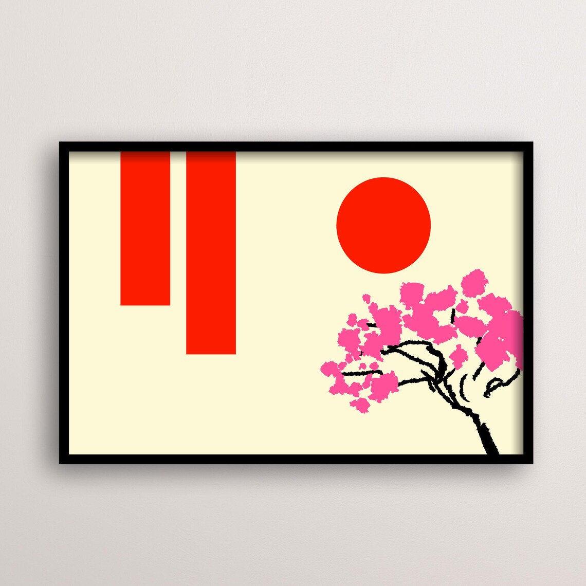 Japanese Cherry Blossom, Minimalist Nature Art Print