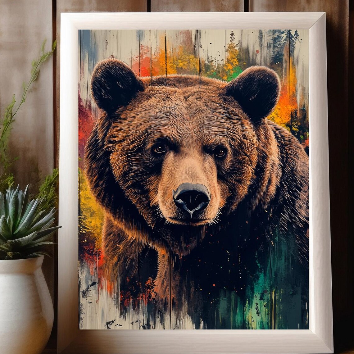 Bear Print, Abstract Grizzly Rustic Lodge Decor