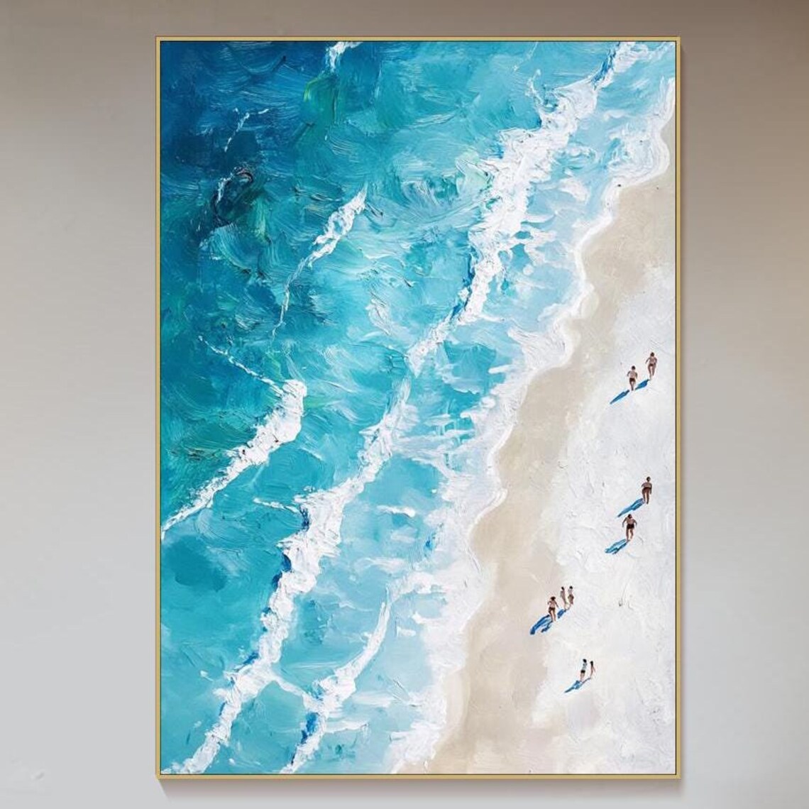 Happy Coast Swimming Painting, Summer Coastal Art Print