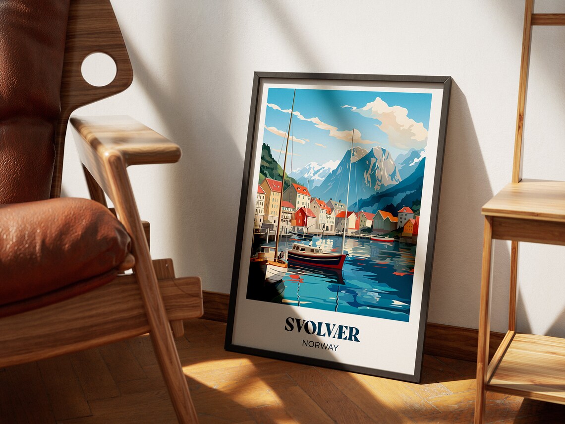 Svolvær Norway Harbor Fishing Boats Fjord Mountains Travel Poster - Image 4