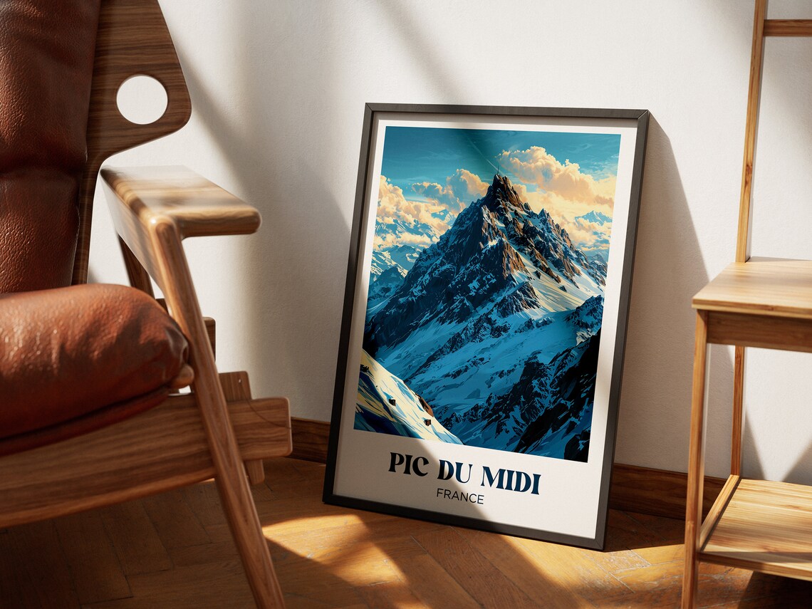 Pic Du Midi Travel Poster French Pyrenees Wall Art Print Lake Painting Illustration French Pyrenees Lake Watercolor Home Decor - Image 2