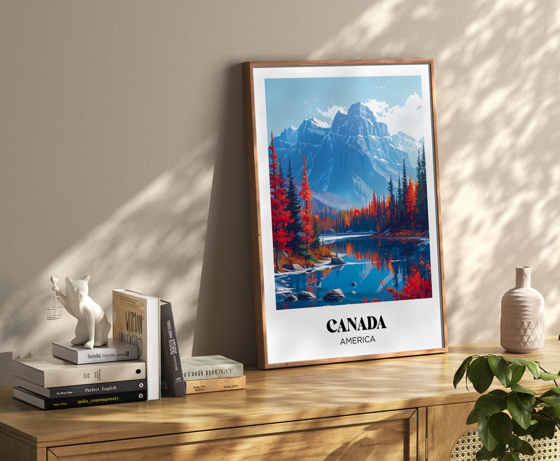 Travel Poster Lake Canada North America Travel Illustration Vintage Retro Poster Travel Poster Travel Poster - Image 4