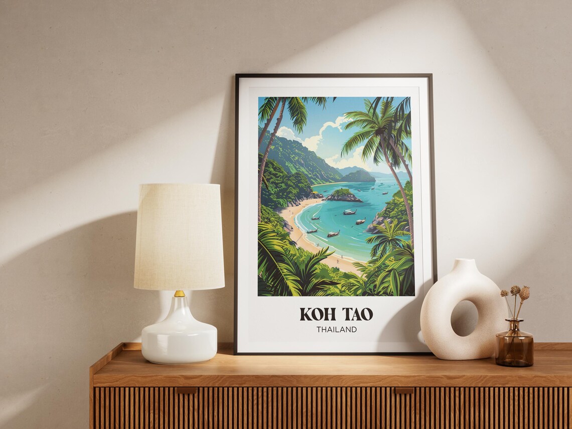 Koh Tao Travel Poster Koh Tao Print Thailand Illustrated Painting Koh Tao Watercolor Decor Thailand Gift - Image 4