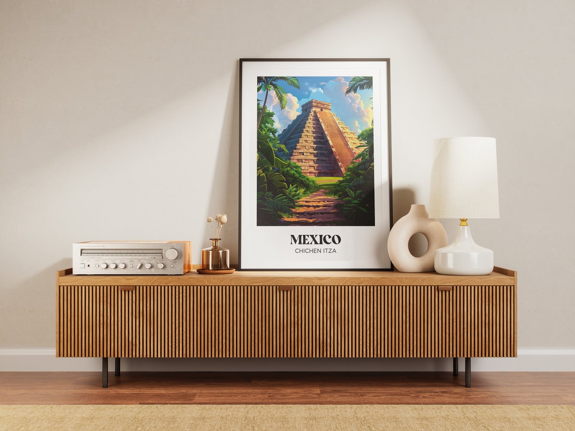 Chichen Itza Travel Poster Mexico Wall Art Print Chichen Itza Painting Illustration Mexico Watercolor Home Decor - Image 3