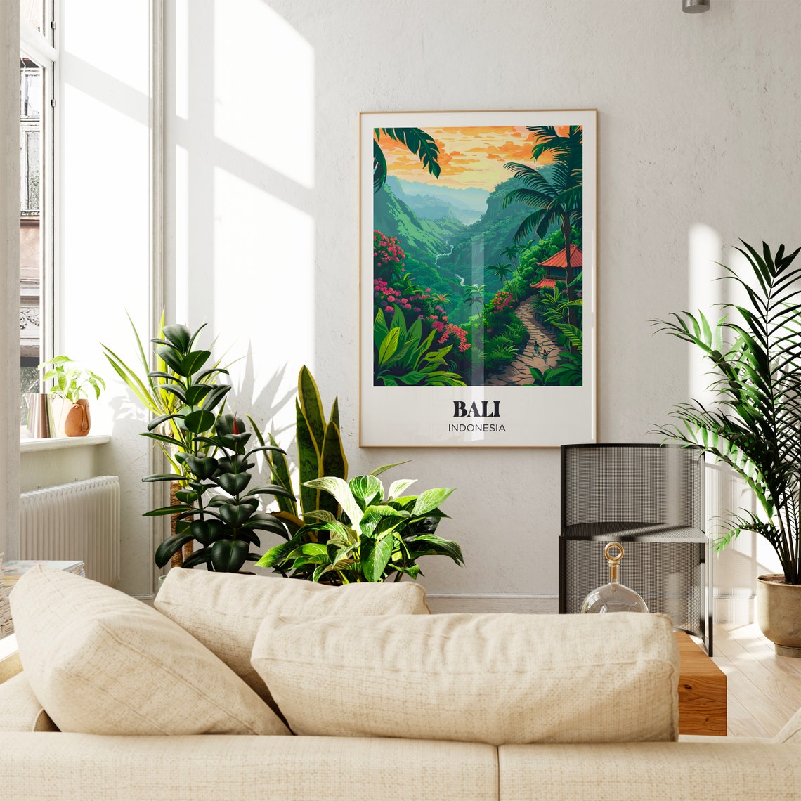Bali Indonesia Lush Jungle Valley Blossom Path Travel Poster - Image 2