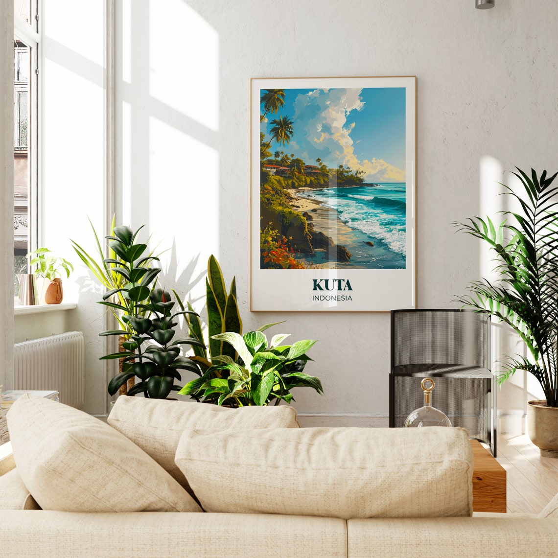 Kuta Indonesia Surf Beach Palms Tropical Coastline Travel Poster - Image 4