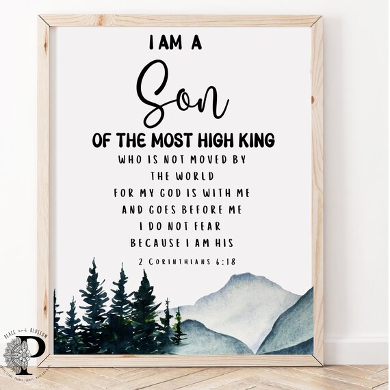 Son of the Most High King Bold Type Forest Mountain Bible Poster