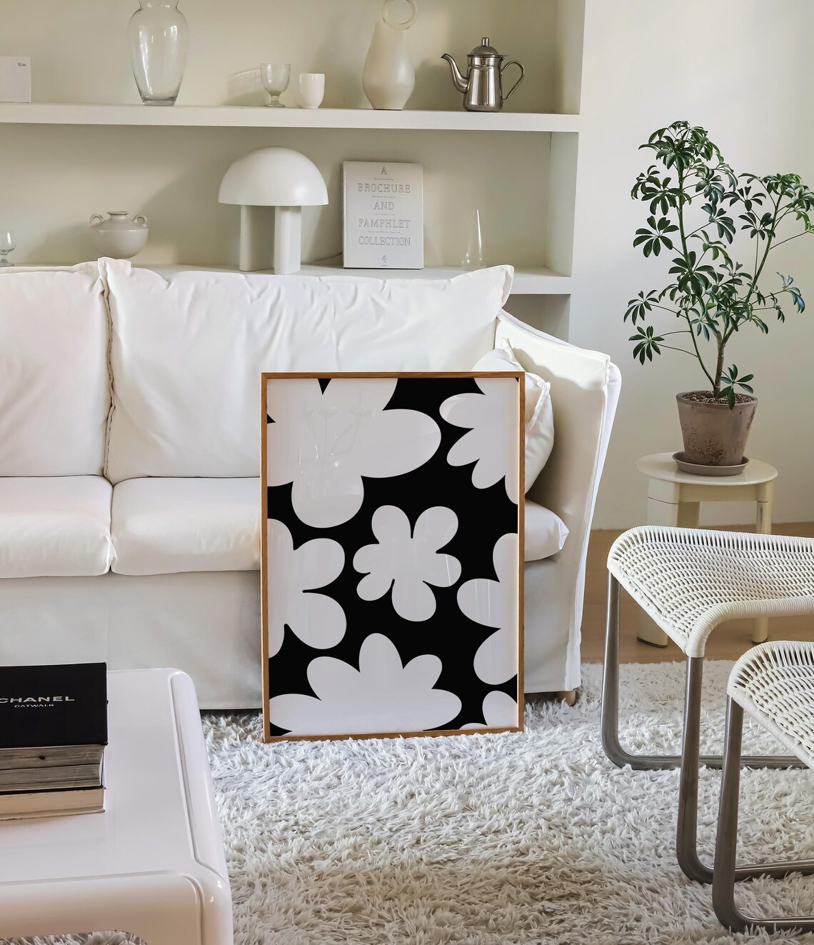 Floral Botanical Abstract Print, Monochrome Decor - Image 4