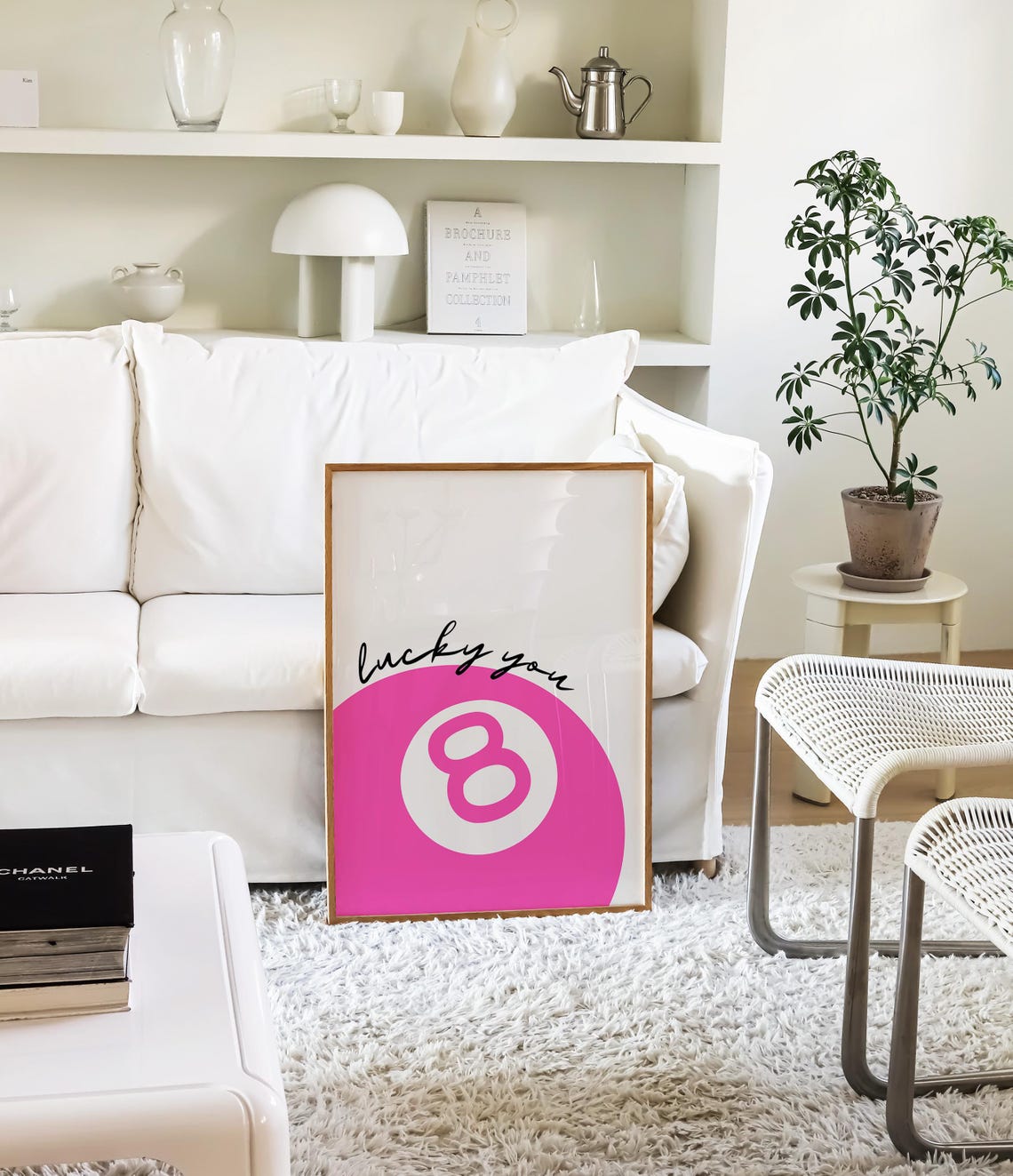 Lucky You Script Over Giant Hot Pink Eight Ball Preppy Fun Poster - Image 4