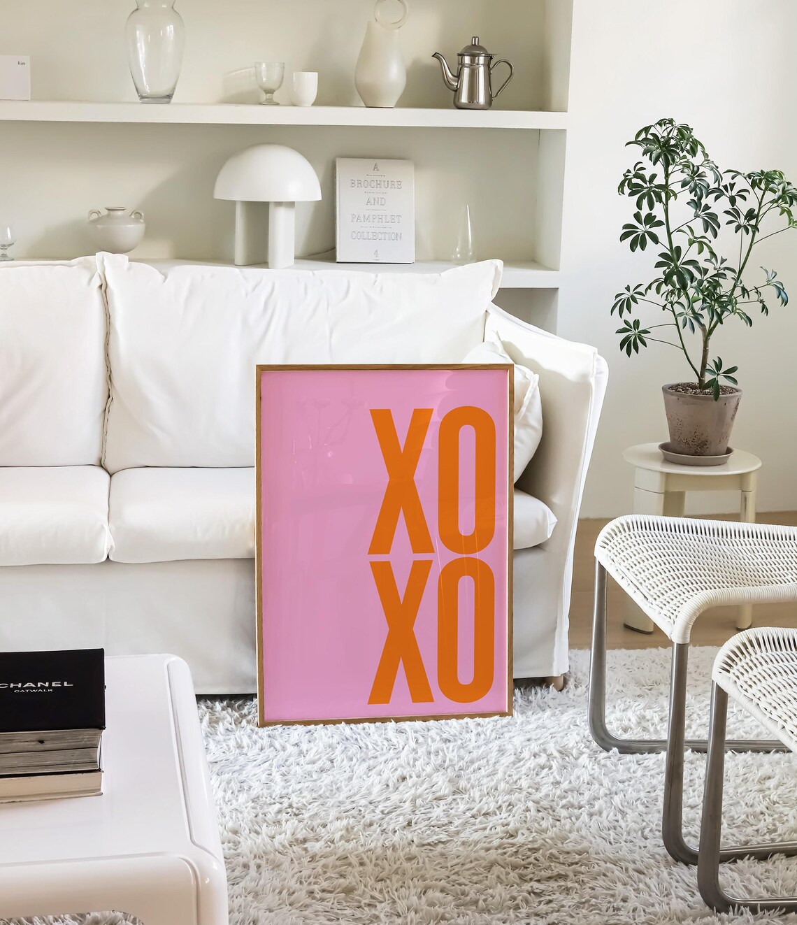 XOXO Pink Orange Typography Poster for Bedroom - Image 2