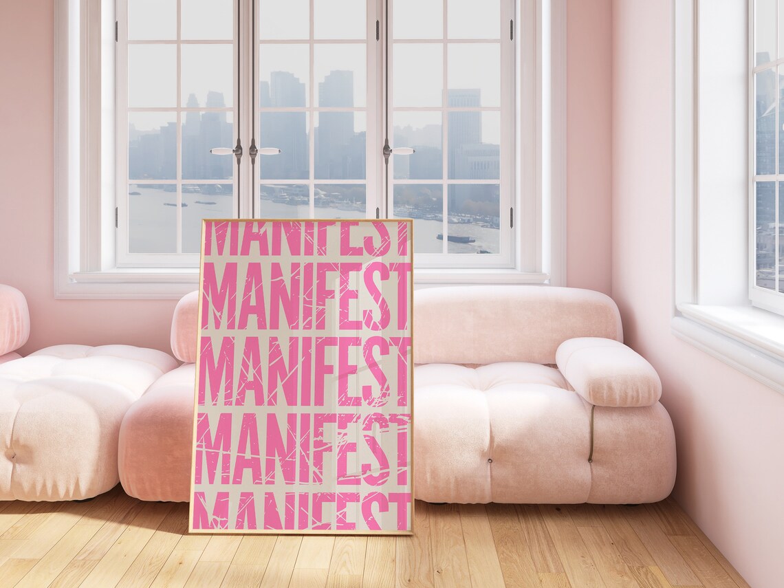 Manifest Motivational Quote Poster, Retro Y2K Aesthetic - Image 3