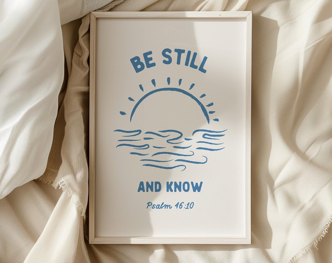 Psalm 46 Beachy Christian Bible Verse Poster
