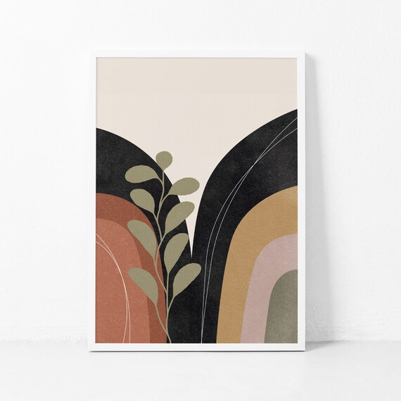 Boho Art Print Mid Century Modern Boho Prints Rainbow Art Flower Wall Art Decor Bohemian Wall Art Terracotta Prints Geometric Prints