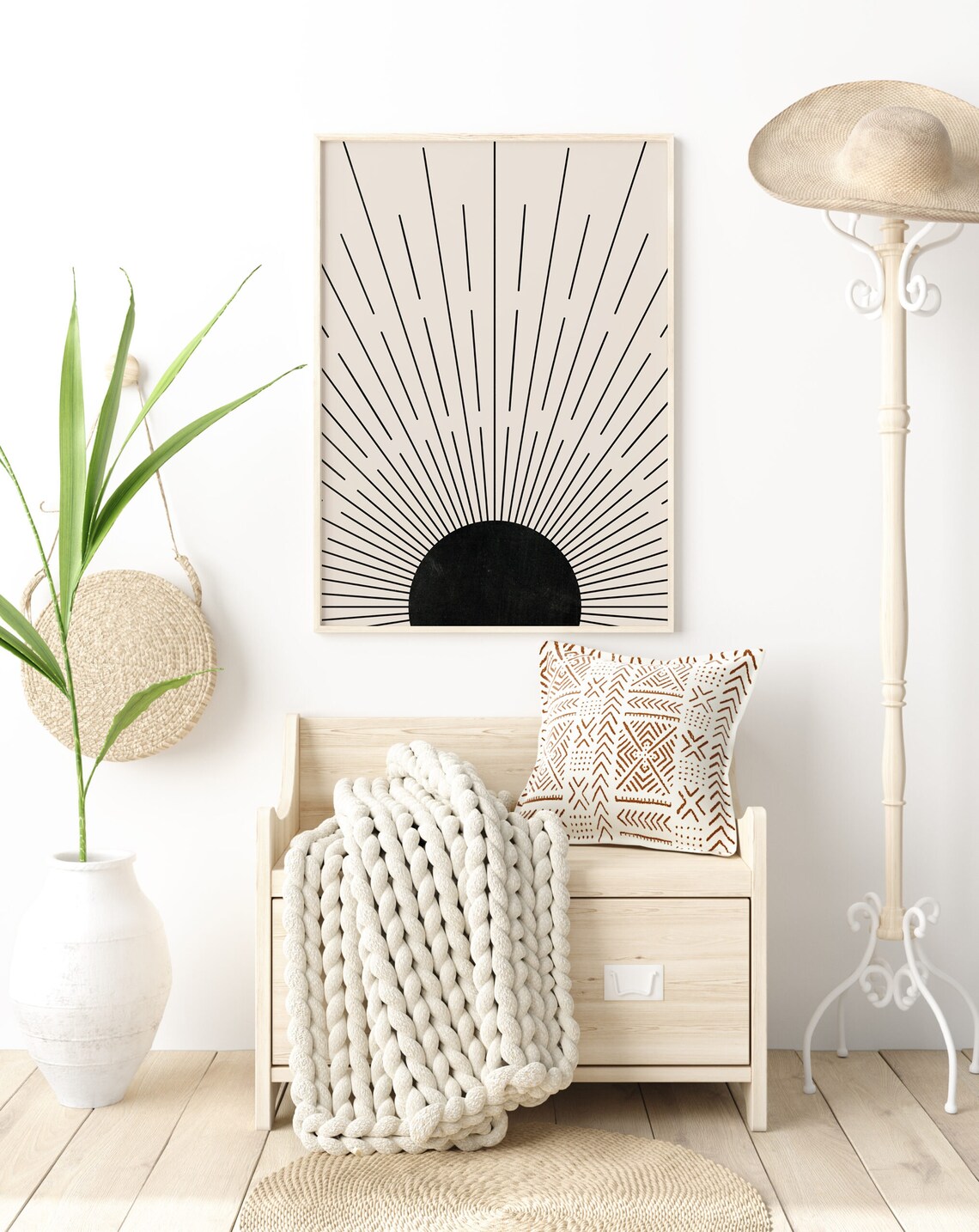 Black Sunburst Mid Century Modern Abstract Art Print - Image 2