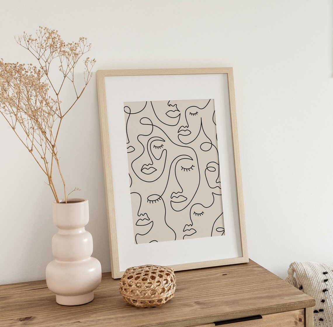 Minimalist Female Face Line Art Print, Boho - Image 2