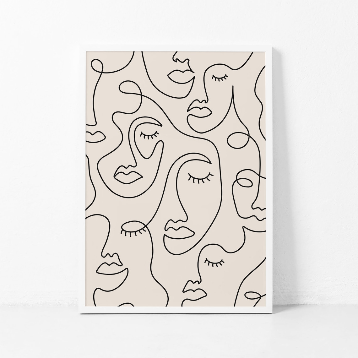 Minimalist Female Face Line Art Print, Boho