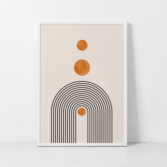Mid Century Rainbow Art Rainbow Abstract Sun And Rainbow Art Minimal Wall Art Boho Art Print Minimalist Abstract Art Bedroom Wall Art