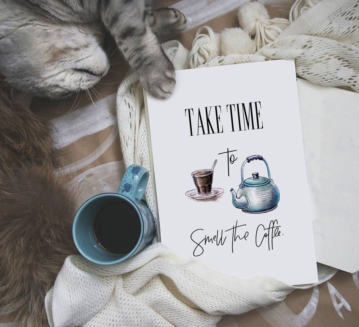 Take Time To Smell The Coffee Watercolor Kitchen Art Print - Image 2