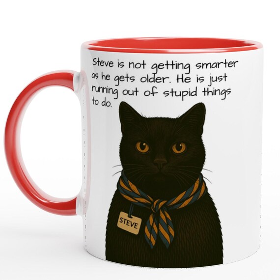 Steve Funny Black Cat Quote Mug Gift Cat Lover Coffee Art Poster