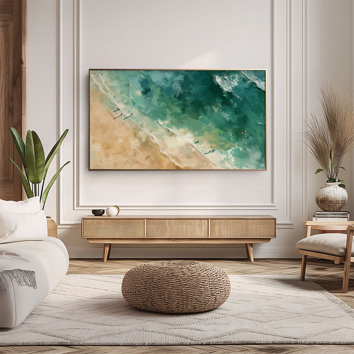 Frame Tv Art Summer Beach Art Emerald Surf Textured Painting Frame Tv Tv0000 - Image 5