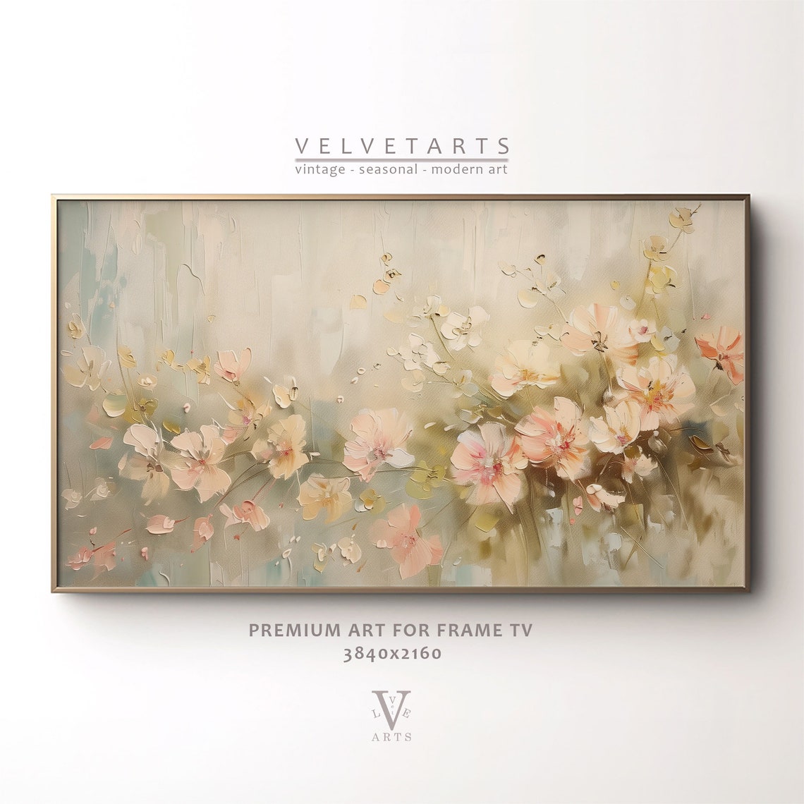 Spring Petals Pastel Wildflowers Soft Textured Floral Painting Poster
