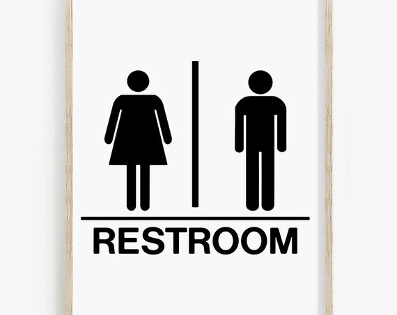 Men Women Restroom Sign Minimalist Bathroom Door Decor Print