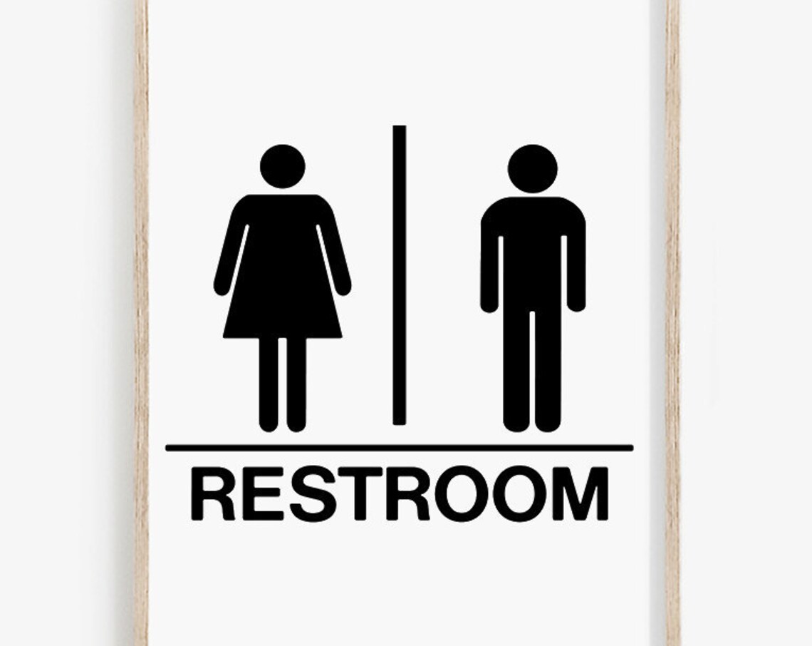 Men Women Restroom Sign Minimalist Bathroom Door Decor Print