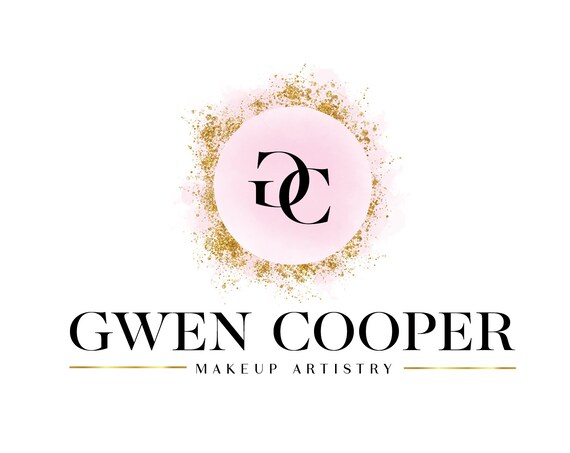 Gwen Cooper Makeup Artistry Blush Pink Gold Glitter Logo Poster